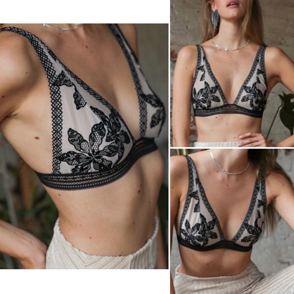 Free People Intimately Alia Black Lace Bralette Sz S NWT - Picture 14 of 15